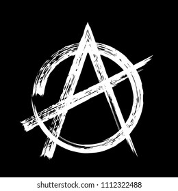 Anarchy brush symbol. Anarchy grunge style. Anarchy ink icon.