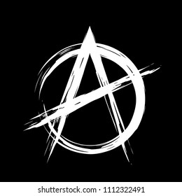 Anarchy brush symbol. Anarchy grunge style. Anarchy ink icon.