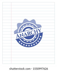 Anarchy drawn with pen strokes. Blue ink. Vector Illustration. Detailed.