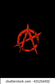 Anarchy grungy sign on black background. Vector image