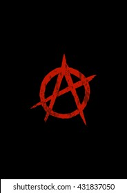 Anarchy grungy sign on black background. Vector image