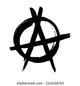 Símbolo vectorial de pincel dibujado a mano de anarquía. Estilo anarquista revolucionario. Icono de la letra negra de la protesta de punk rock.