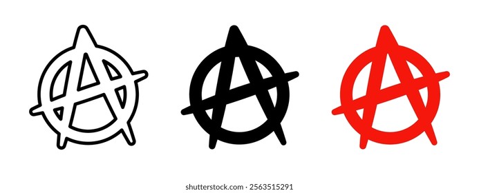 Anarchy icon. Chaos symbol. Anarchy graffiti grunge vector illustration. Freedom sign. Social revolution rebel pictogram. Anti social punk art concept. Red circle with A letter urban art isolated.