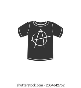 Anarchy Icon Silhouette Illustration. Clothes Vector Graphic Pictogram Symbol Clip Art. Doodle Sketch Black Sign.