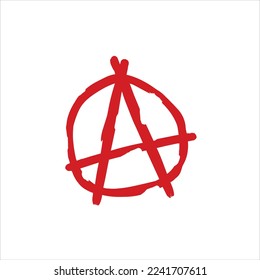 Anarchy. Letter A in the circle. Symbol of chaos and rebellion. Red brush icon.