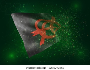 Anarchy, on vector 3d flag on green background with polygons and data numbers