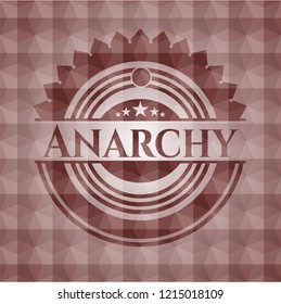 Anarchy red emblem with geometric background. Seamless.