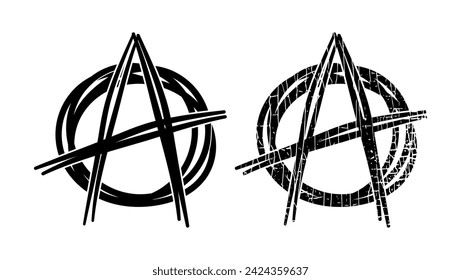 Anarchy sign, black isolated silhouette