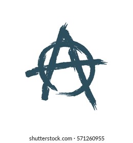 Anarchy sign isolated. Brush strokes grunge style