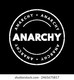 Anarchy - society being freely constituted without authorities or a governing body, text concept stamp