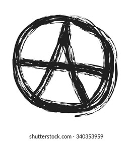 Anarchy symbol drawing, punk vector illustration