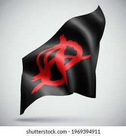 anarchy, vector 3d flag isolated on white background