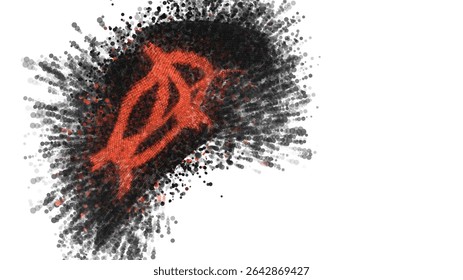 Anarchy, vector 3d flag with a splash of paint dots, explosion of colored dots