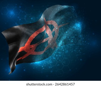 Anarchy, vector 3d flag virtual triangular polygons on a blue background