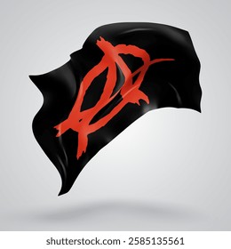 Anarchy, vector 3d flag with waves on a white background