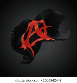 Anarchy, vector 3d flag with waves on a black background