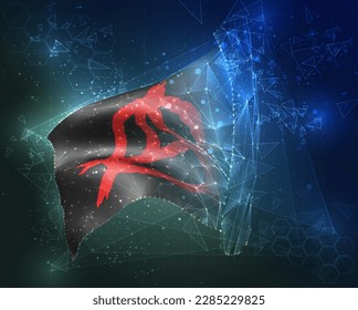 Anarchy,  vector flag, virtual abstract 3D object from triangular polygons on a blue background