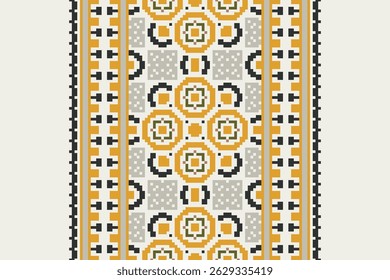 Anarkali frock design Sem emenda Australian aboriginal padrão bordado Motif, Pixel Ikat bordado vetor Design para impressão infinito arabesco pano dupatta xale bandana impressão seda kurta homens