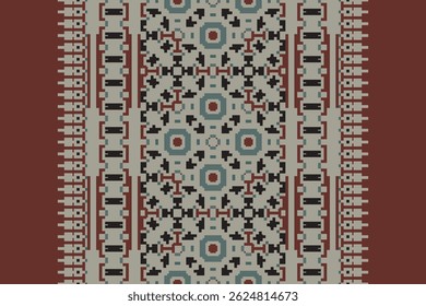 Anarkali design frock Sem emenda nativo americano, bordado Motif, Pixel Ikat bordado vetor Design para impressão jacquard padrão eslavo folclore padrão kente arabesque