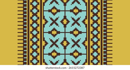 Anarkali Pattern Seamless Mughal architecture Motif embroidery, Pixel Ikat embroidery vector Design for Print tapestry floral kimono repeat pattern lacing spanish motif