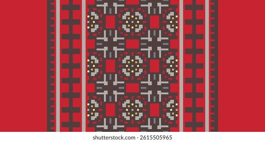 Anarkali Pattern Seamless Mughal architecture Motif embroidery, Pixel Ikat embroidery vector Design for Print figure tribal ink on cloth patola sari