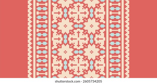 Anarkali Pattern Seamless Native American, Motif embroidery, Pixel Ikat embroidery vector Design for Print endless arabesque cloth dupatta shawl bandana print silk kurta men