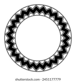 Anasazi pattern, circle frame. Decorative border the typical design of the Ancestral Puebloans, a Native American culture, based on the artful repetition of a triangle in positive and negative play.