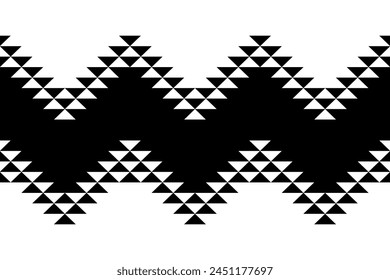 Anasazi-Muster, nahtlose Fliese. Typisches Design der Ancestral Puebloans, einer indianischen Kultur, die für Dekorationen verwendet wird, basierend auf der kunstvollen Wiederholung eines Dreiecks in positivem und negativem Spiel.