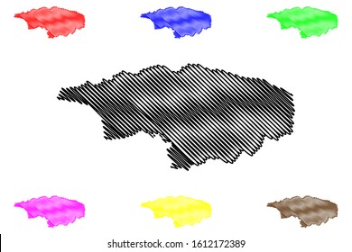Anasco Municipal (Commonwealth of Puerto Rico, Porto Rico, PR, Unincorporated territories of the United States) map vector illustration, scribble sketch Anasco map