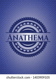 Anathema emblem with denim texture. Vector Illustration. Detailed.
