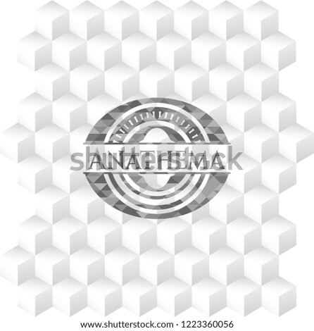 Anathema grey badge with geometric cube white background