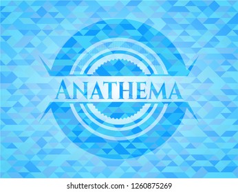 Anathema sky blue emblem. Mosaic background
