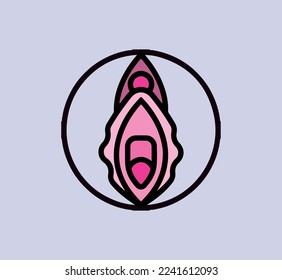 anatomía vectorial de icono de la vagina con círculo