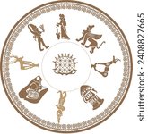 Anatolian Civilizations series. Hittite Empire. Vector drawing. historical decoration. ornate motif