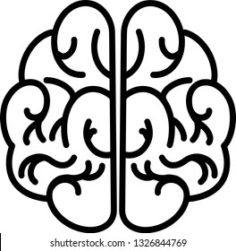 Anatomic brain b&w vecror illustration