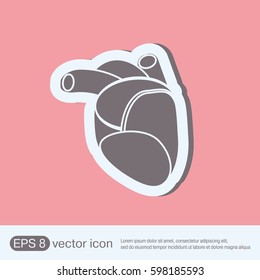 anatomic heart icon. medicine heart vector sign