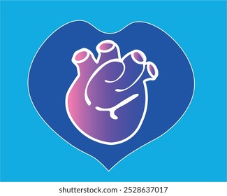 Coração anatômico sobre fundo cardíaco abstrato