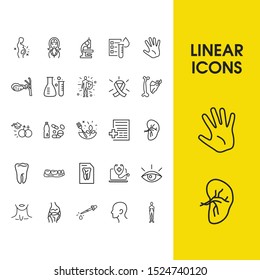 Anatomic icons set with immune system, teeth and herbal medicine elements. Set of anatomic icons and health concept. Editable vector elements for logo app UI design