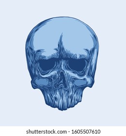 Anatomic Skull Vector Art. Detailed hand-drawn illustration of skull with open mouth. Grunge weathered illustration. Vector art. tattoo design.