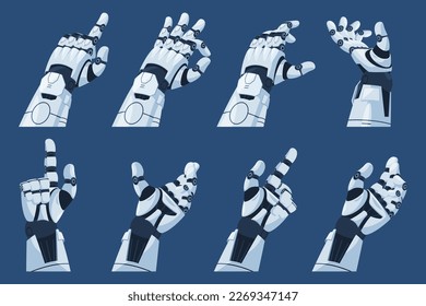 Anatomical bionic robotic hands. Autonomous new robots work automation concept. Vector illustration