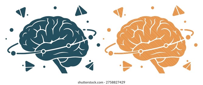 anatomical brain design, cognitive process map, thought movement, neural flow visualization.