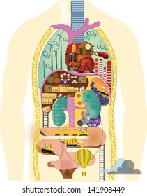 Anatomical cartoon map