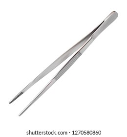 Anatomical forceps for use in surgical procedures to hold delicate tissues during suturing used to tie sutures at the end of the procedure and hold dressings. Isolated object  Vector illustration.