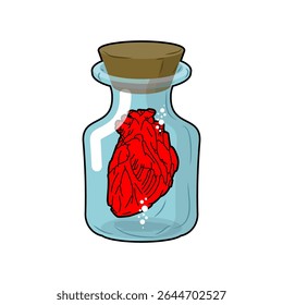 Anatomical Heart  glass jar. Alchemical experiment. Ancient spells. Witch's vessel