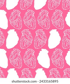 Dibujo anatómico de la mano del corazón Patrón sin costuras