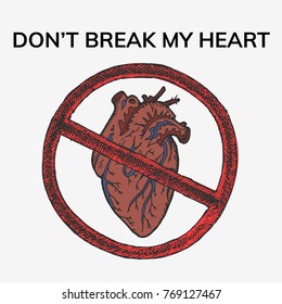 Anatomical heart hand drawn vector stock illustration
