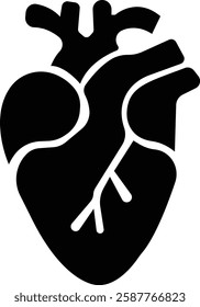 Anatomical heart icon.Human anatomy internal organ set with brain lung intestine heart kidney liver and stomatch.Healthy Cardiovascular Organ Symbol Collection on White Background and red.