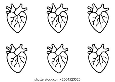 anatomical heart line art elegant monochrome print style.eps