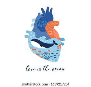 Anatomical heart modern print design, art work, vector design and illustration