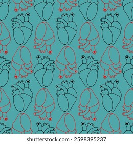 Anatomical heart pattern seamless. heart background